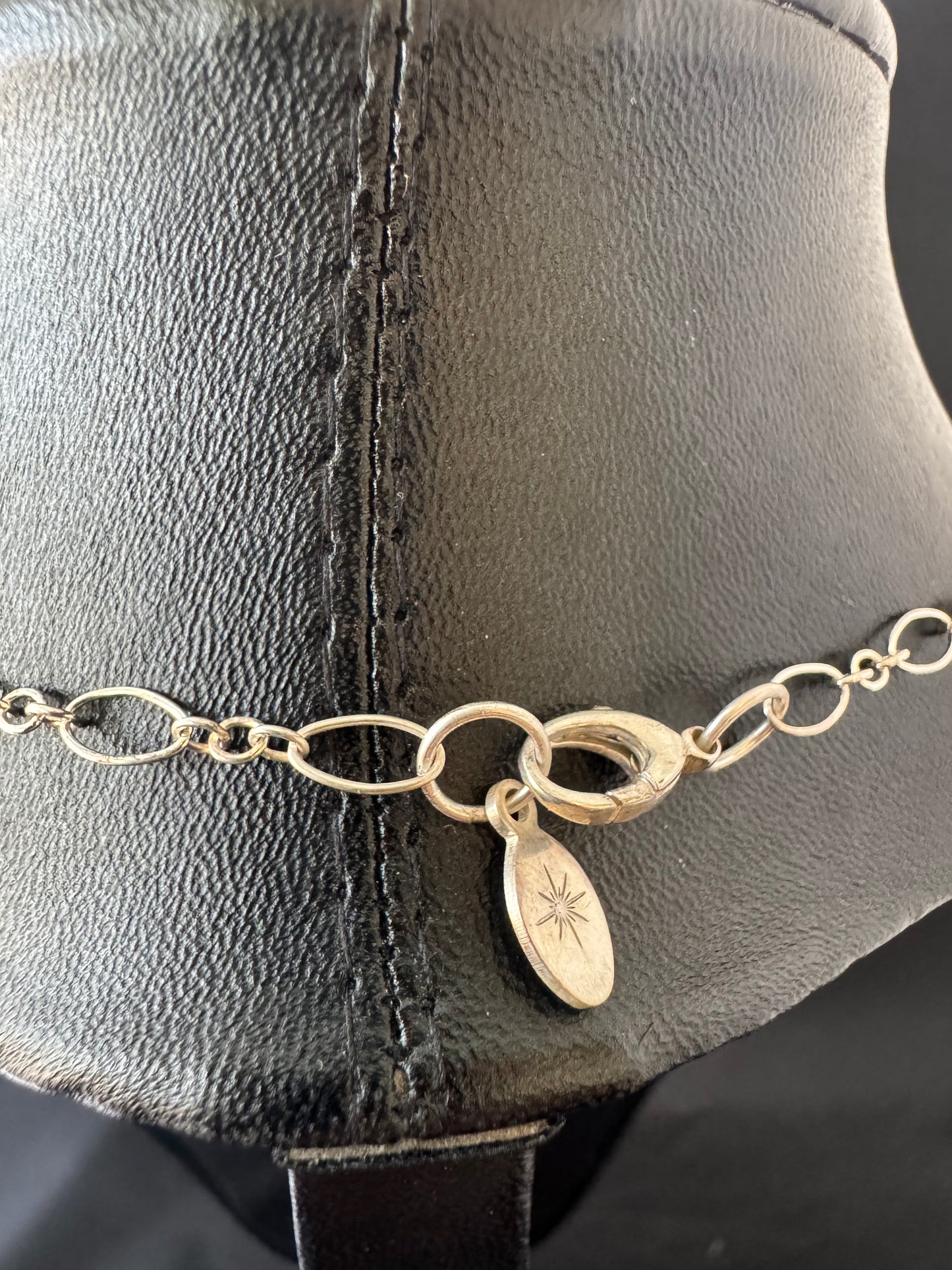Stamped Sterling Silver Sun Pendant on Chain Necklace