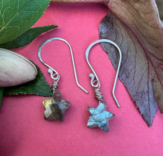 Little Labradorite Star & Sterling Silver Earrings