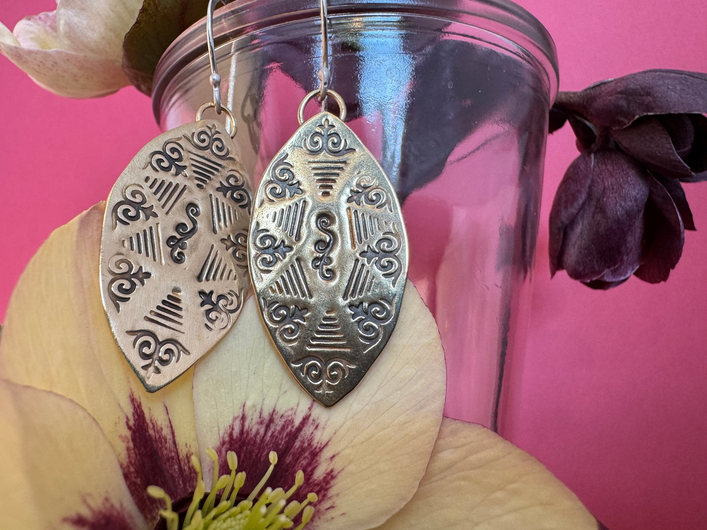 Brass & Sterling Silver Earrings