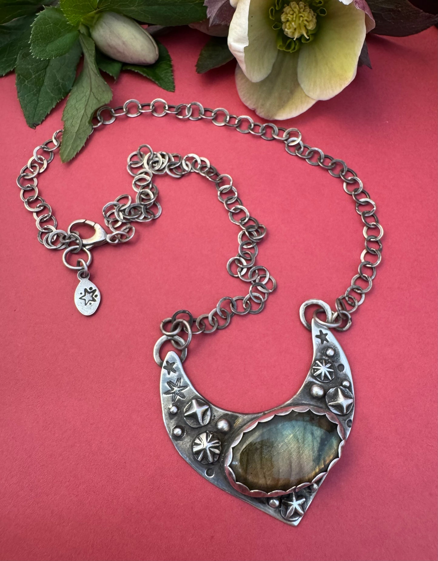 Labradorite and Sterling Silver Statement Necklace