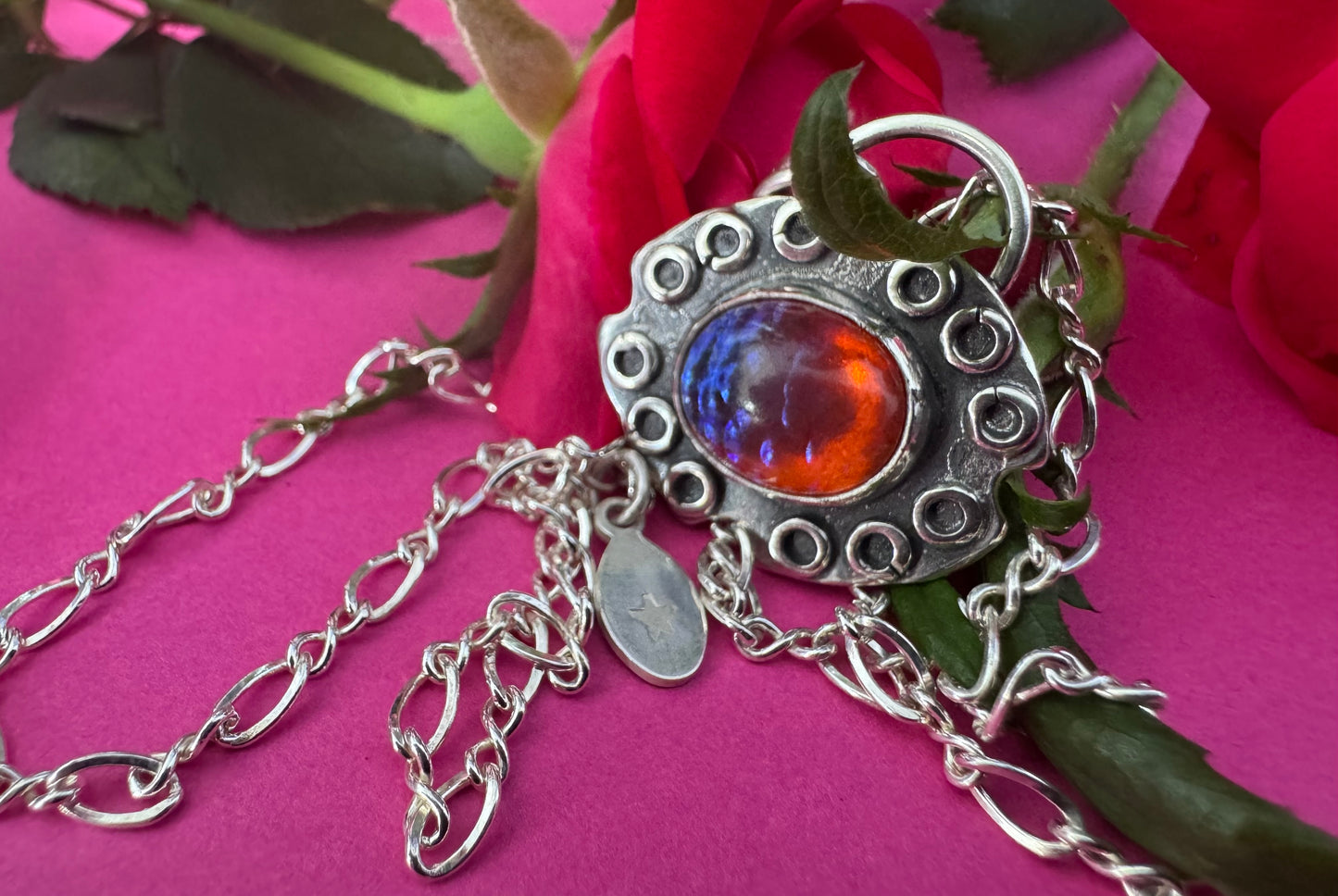 Dragon’s Breath Glass & Sterling Silver Necklace