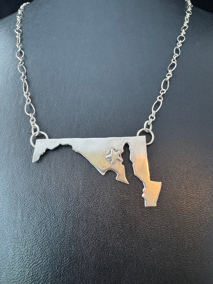 Sterling Silver Maryland Pride Necklace