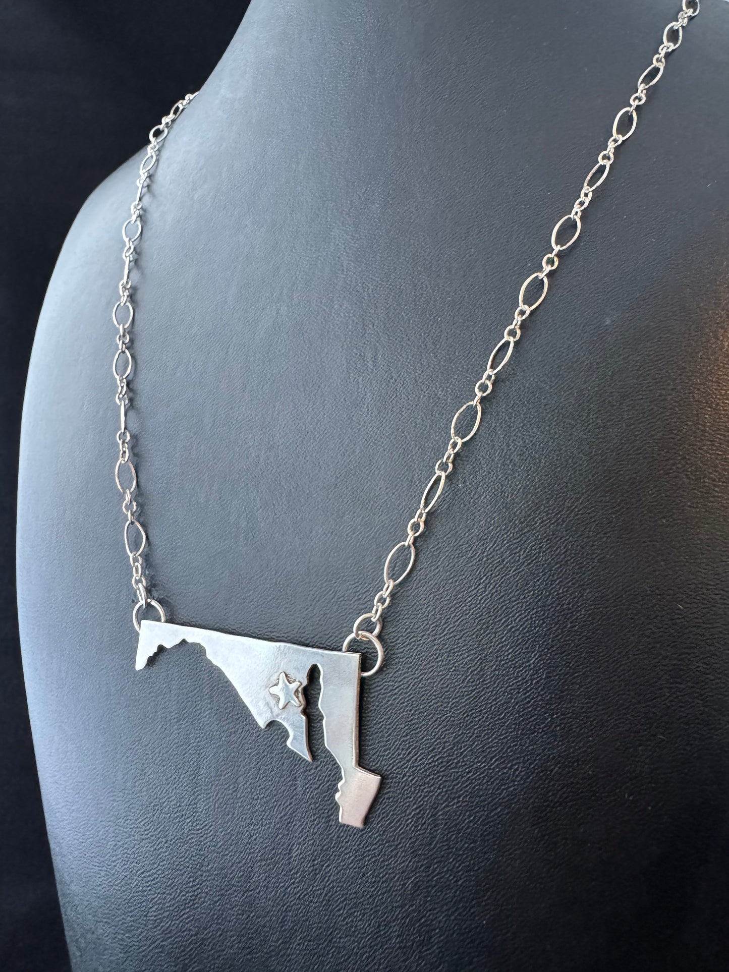 Sterling Silver Maryland Pride Necklace