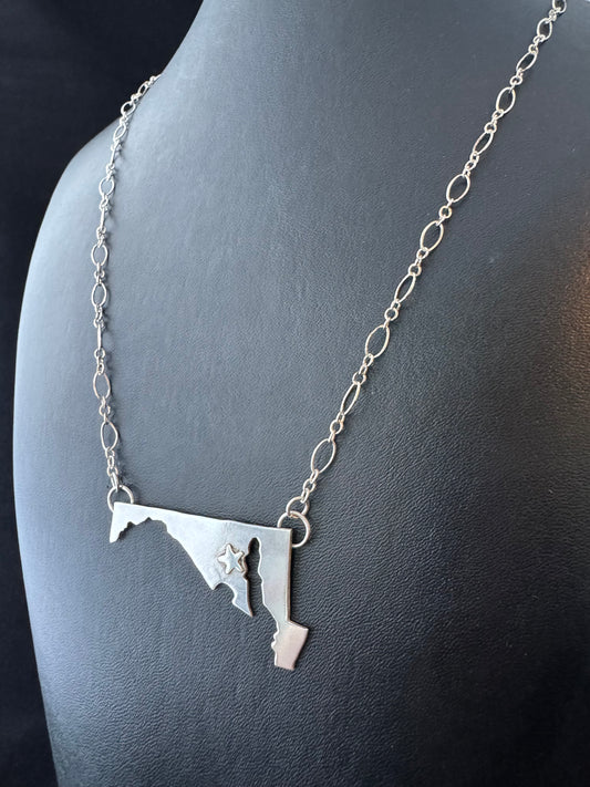 Sterling Silver Maryland Pride Necklace