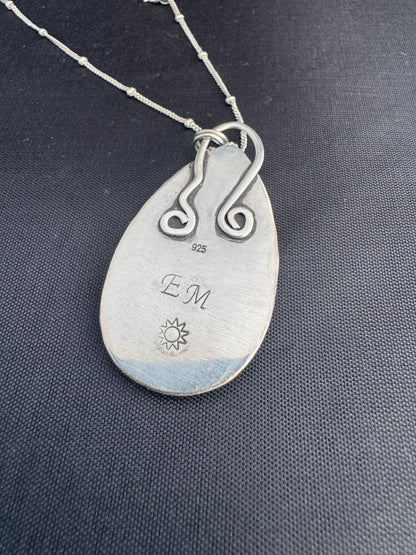 Green Onyx, Amethyst & Sterling Silver Necklace
