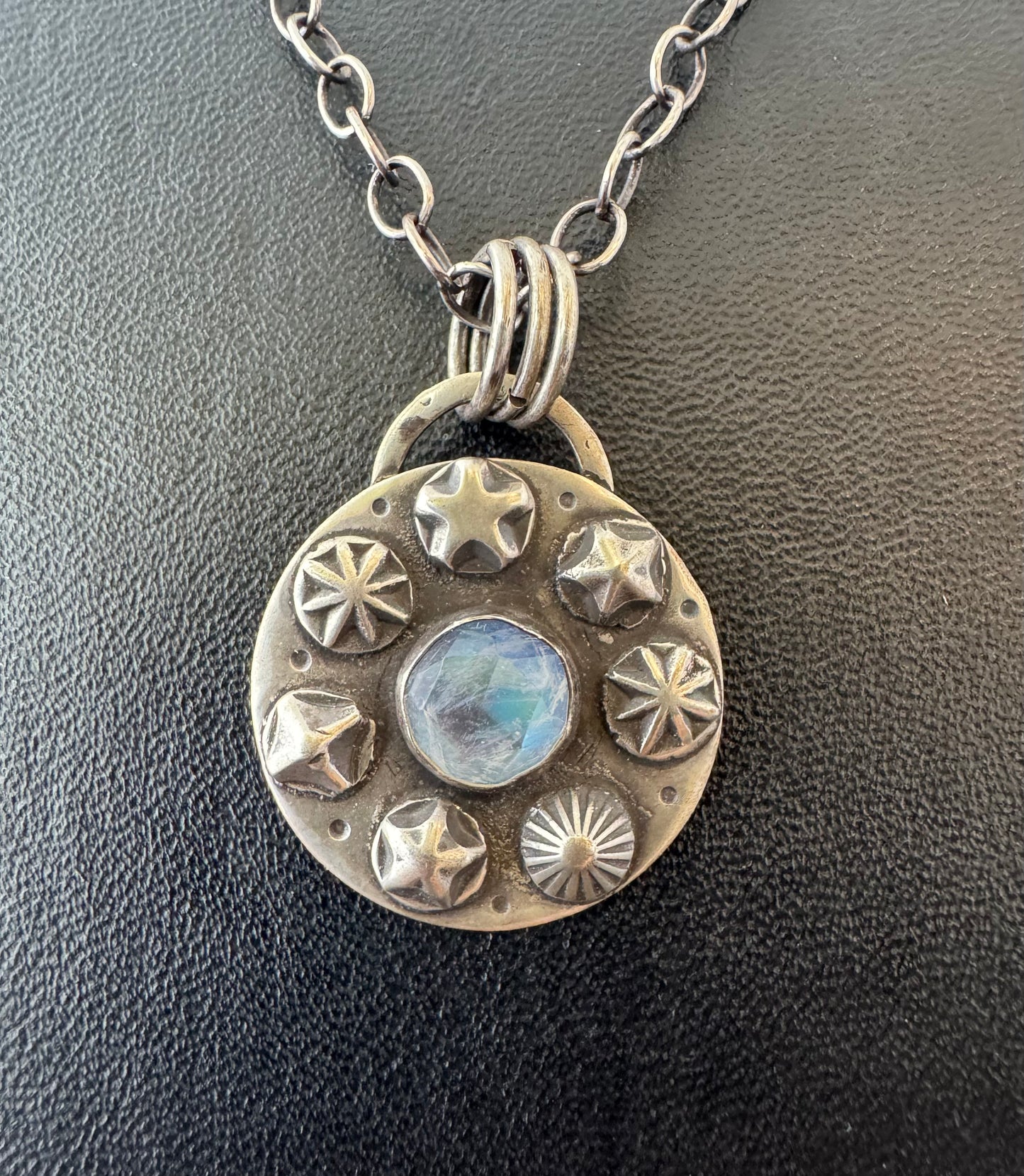 Rainbow Moonstone & Sterling Silver Necklace
