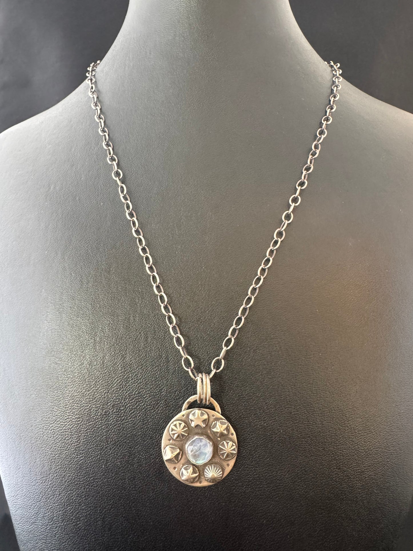 Rainbow Moonstone & Sterling Silver Necklace
