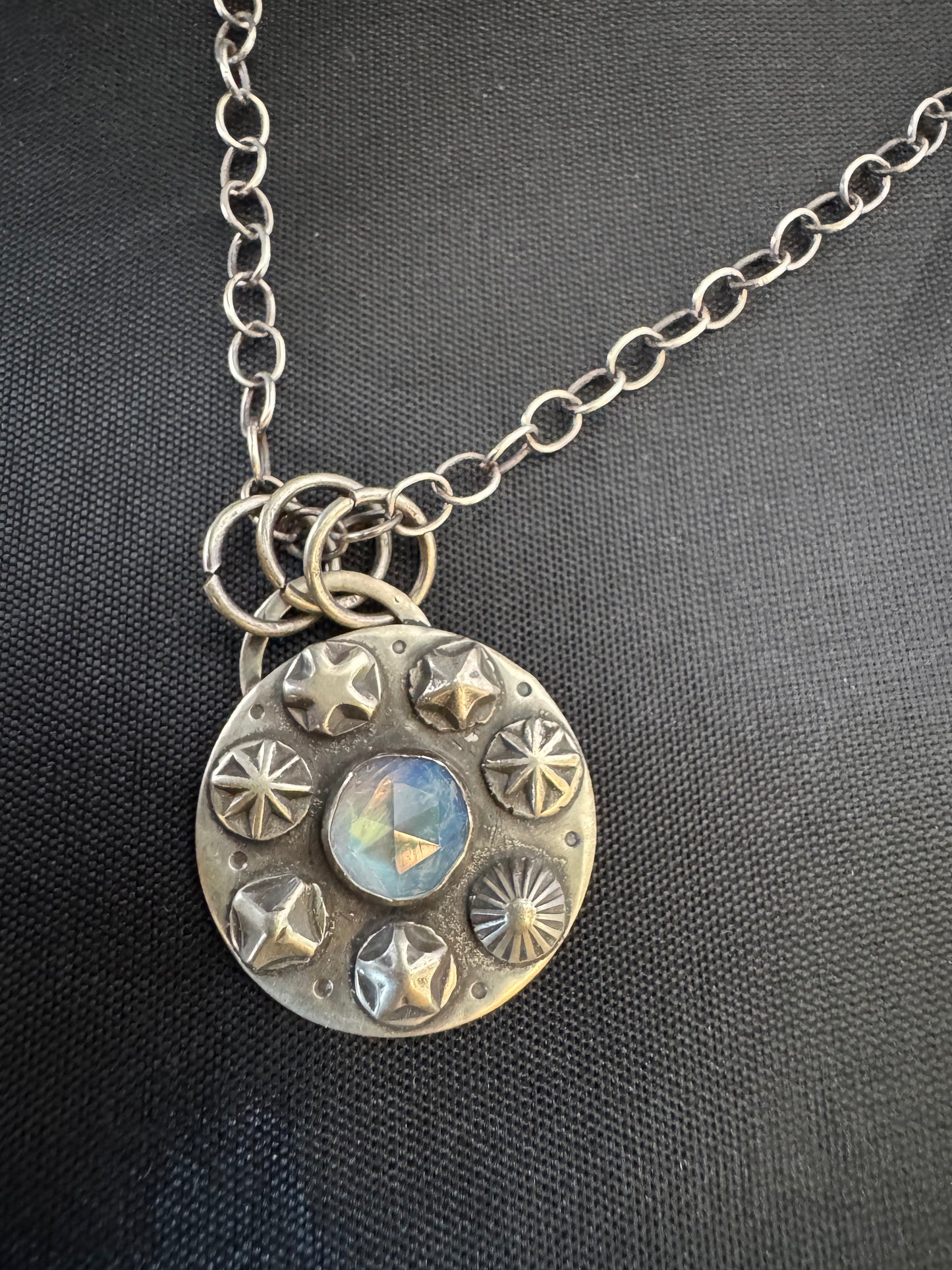 Rainbow Moonstone & Sterling Silver Necklace