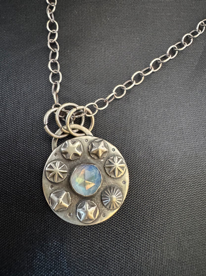 Rainbow Moonstone & Sterling Silver Necklace
