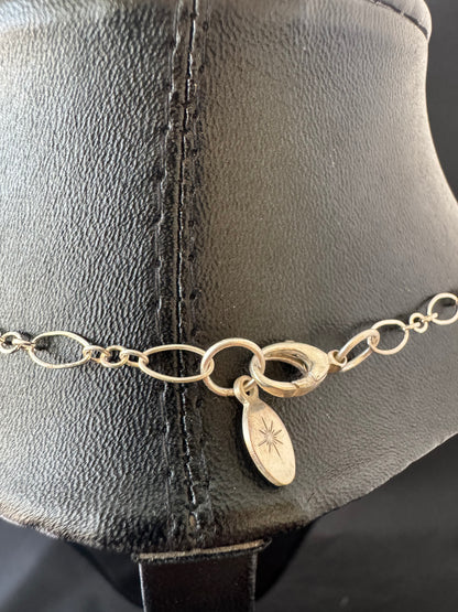 Stamped Sterling Silver Sun Pendant on Chain Necklace
