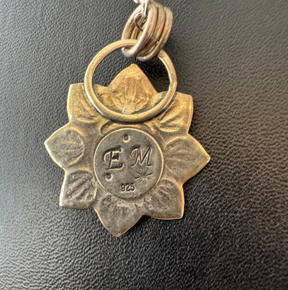 Stamped Sterling Silver Sun Pendant on Chain Necklace