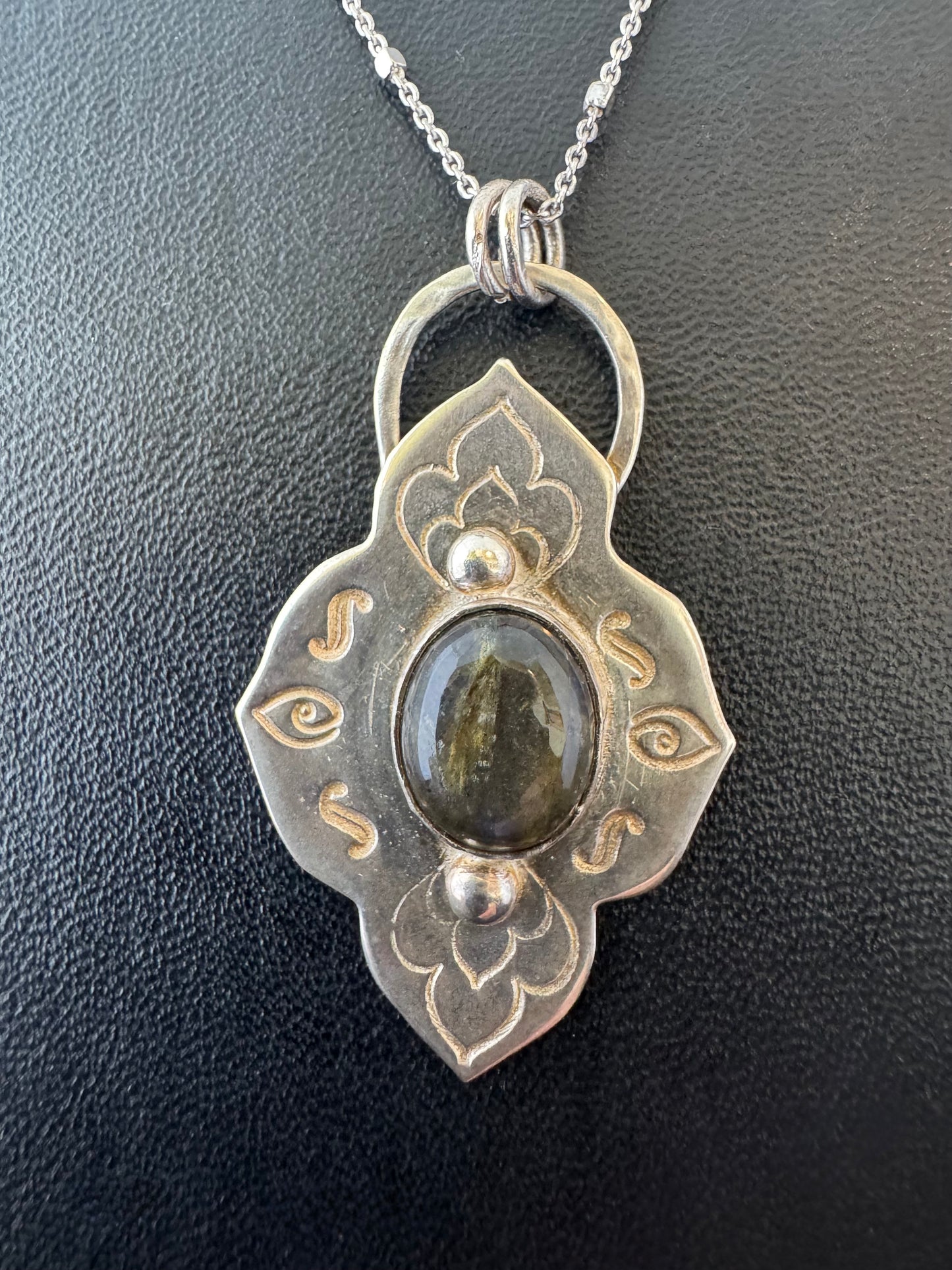 Labradorite & Sterling Pendant on Chain Necklace