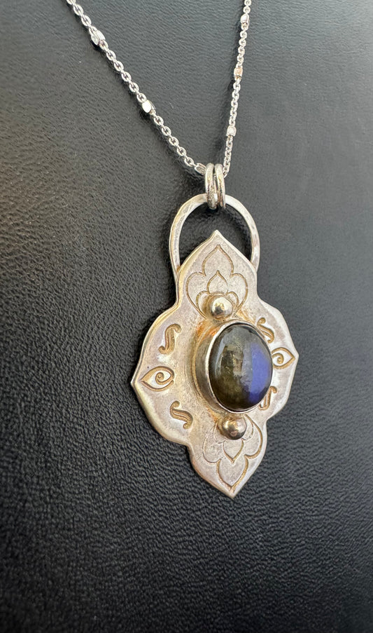 Labradorite & Sterling Pendant on Chain Necklace