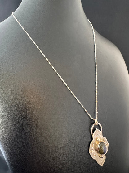 Labradorite & Sterling Pendant on Chain Necklace
