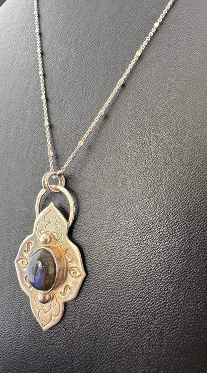 Labradorite & Sterling Pendant on Chain Necklace