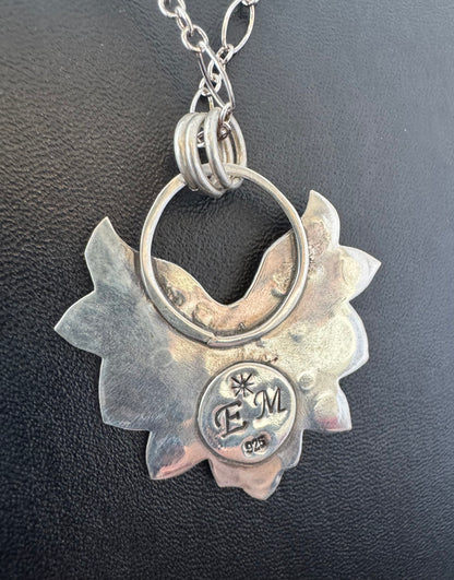 Sterling Silver Stamped Eye Pendant on Chain Necklace