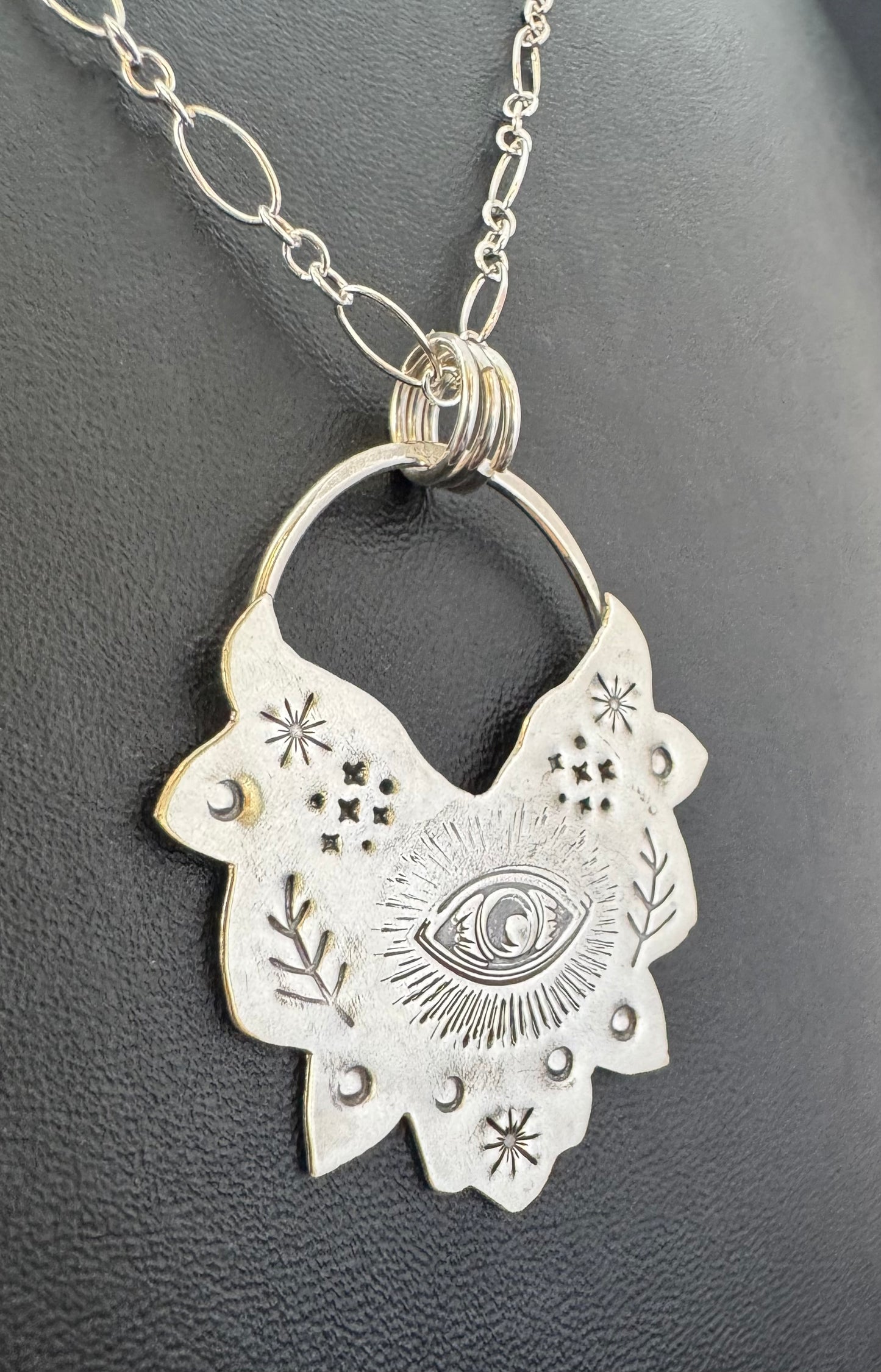 Sterling Silver Large Eye Pendant on Chain Necklace