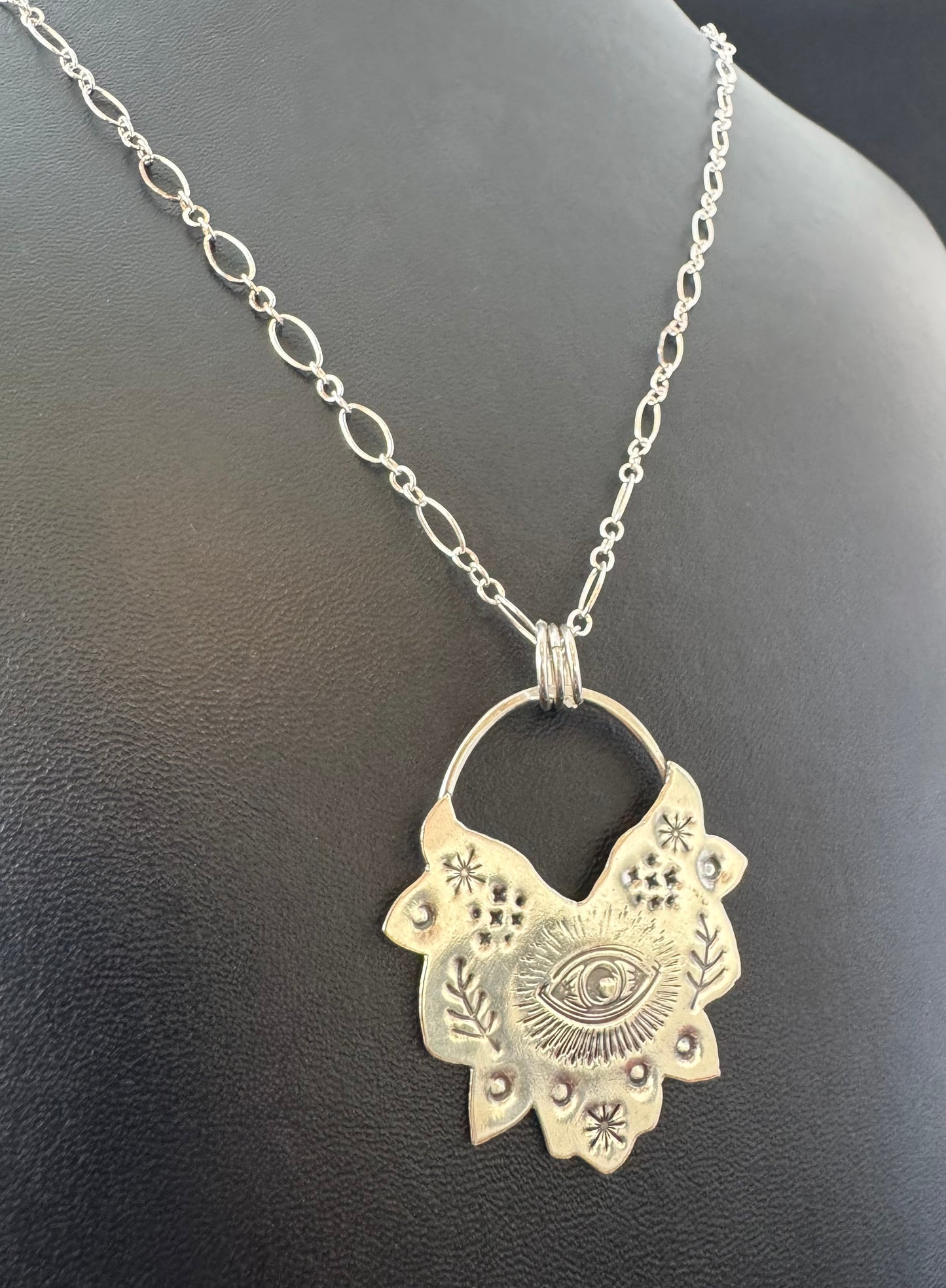 Sterling Silver Large Eye Pendant on Chain Necklace