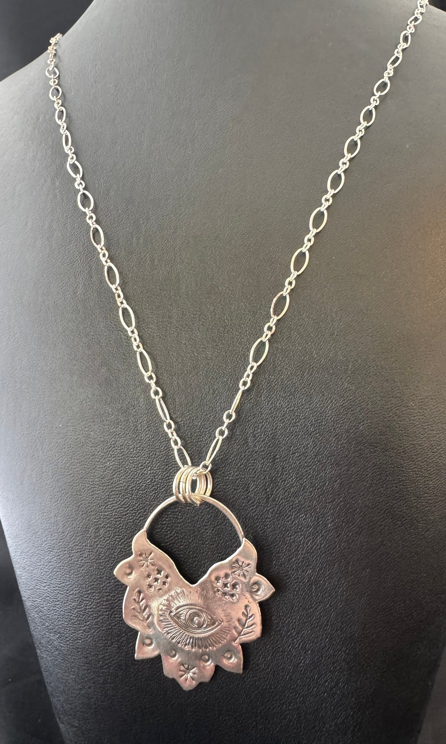 Sterling Silver Large Eye Pendant on Chain Necklace