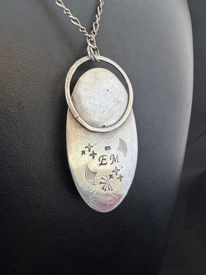 Psilomelane Dendrite & Sterling Silver Pendant on Chain Necklace