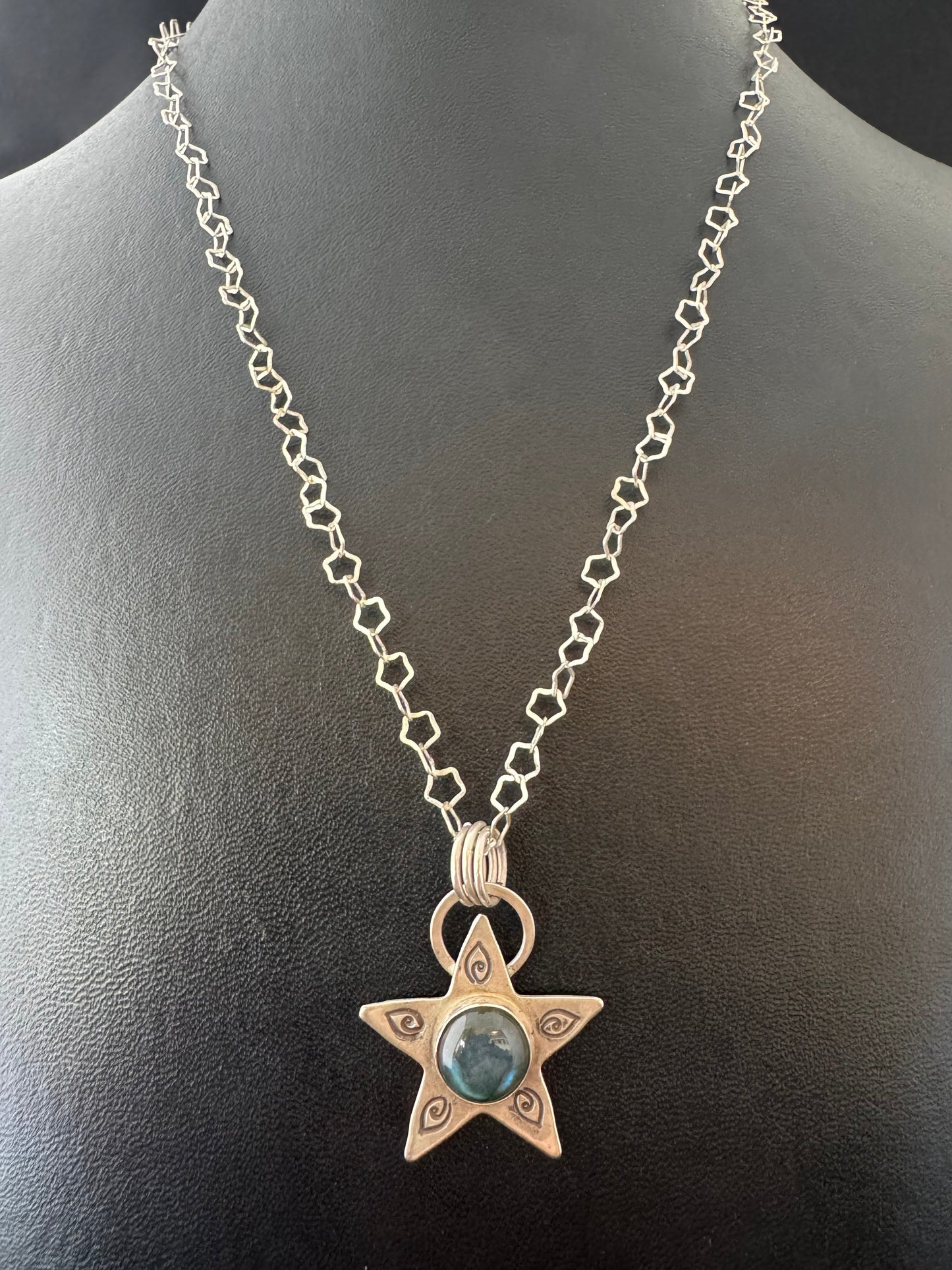 Labradorite & Sterling Silver Star Pendant on Star Chain Necklace