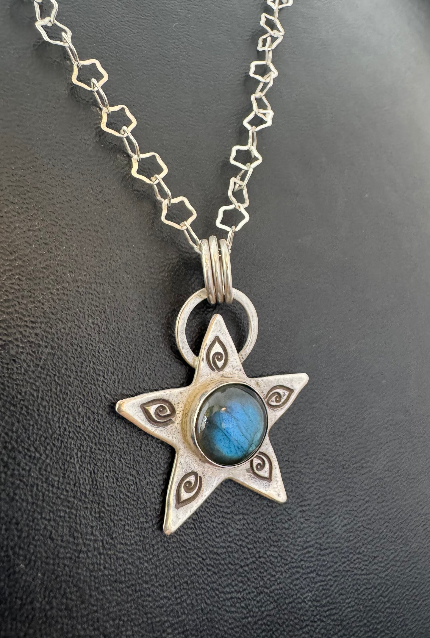 Labradorite & Sterling Silver Star Pendant on Star Chain Necklace
