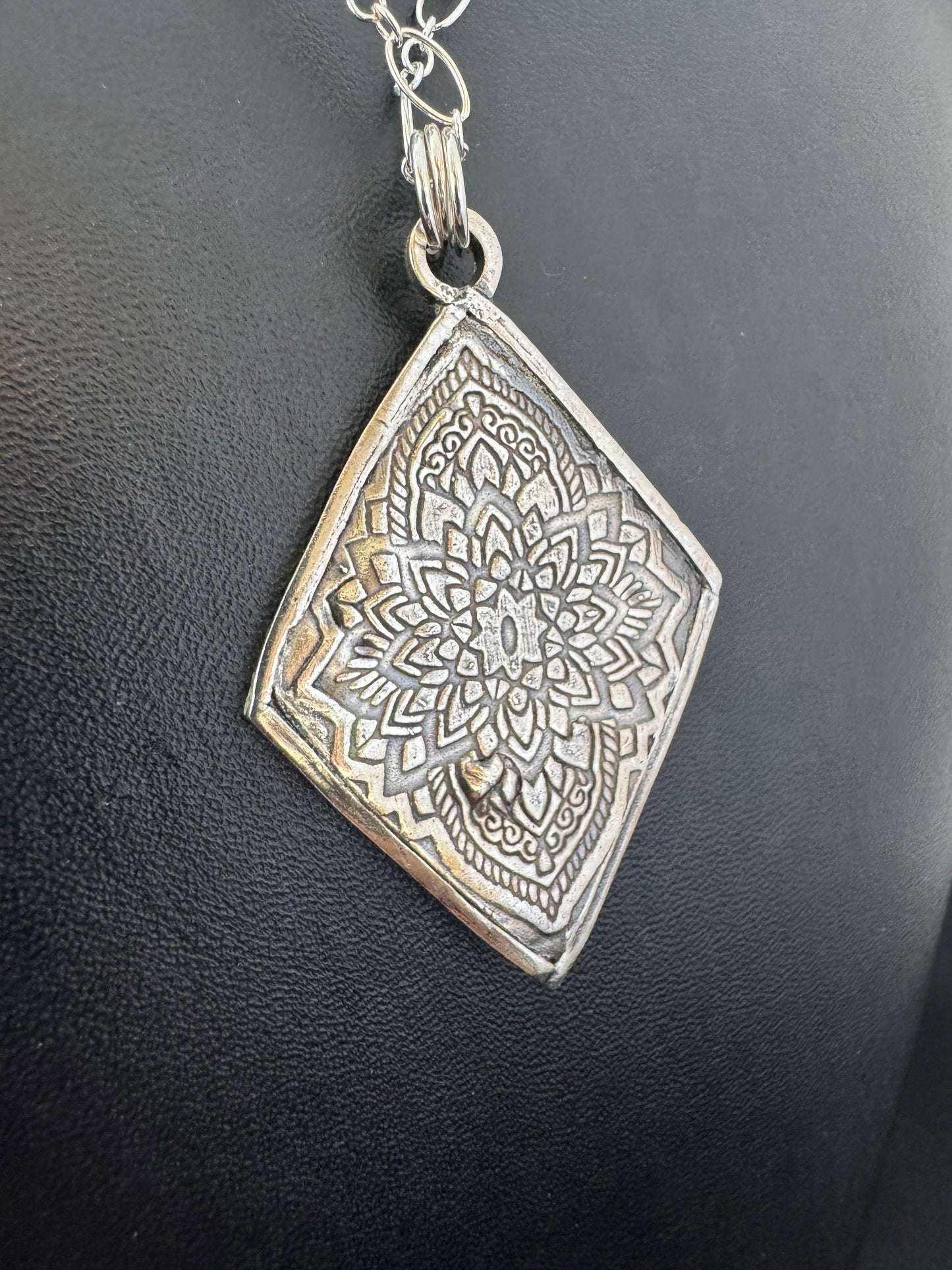 Fine Silver Precious Metal Clay Pendant on Sterling Silver Chain Necklace