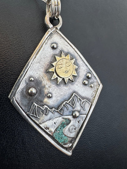 Fine Silver Precious Metal Clay Pendant on Sterling Silver Chain Necklace