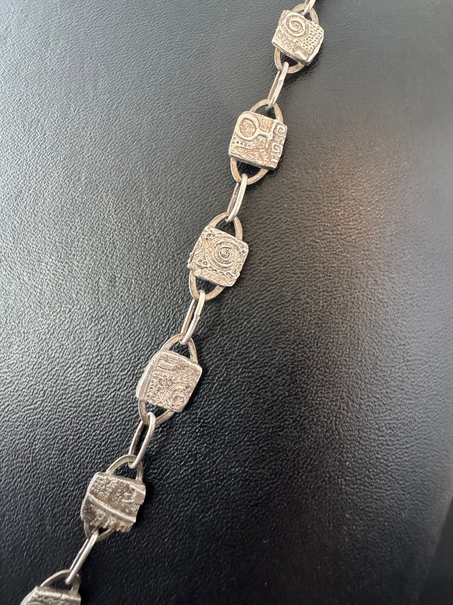 Fine Silver Precious Metal Clay & Sterling Silver Handmade Chain Necklace