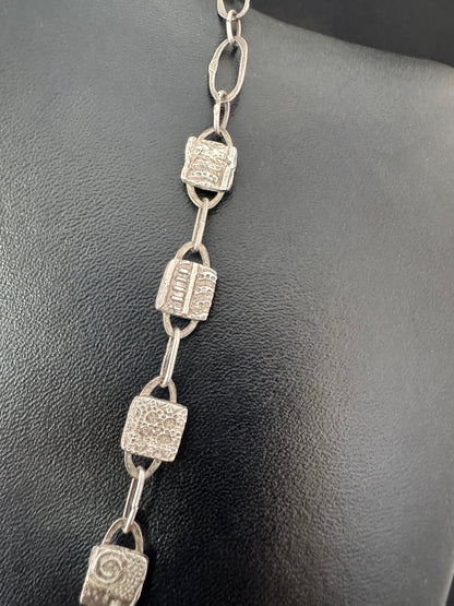 Fine Silver Precious Metal Clay & Sterling Silver Handmade Chain Necklace