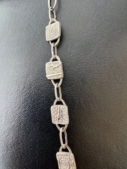 Fine Silver Precious Metal Clay & Sterling Silver Handmade Chain Necklace