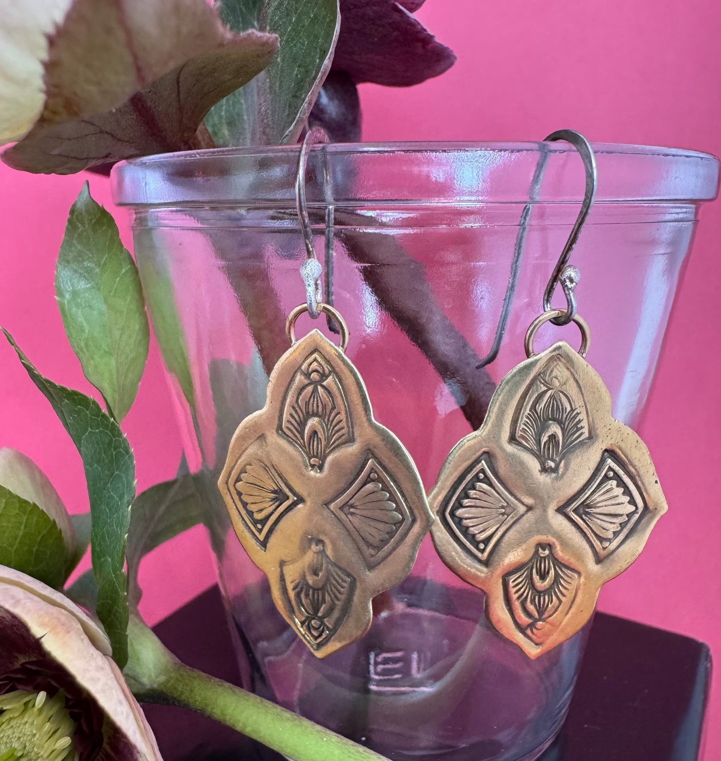 Brass Shield Earrings