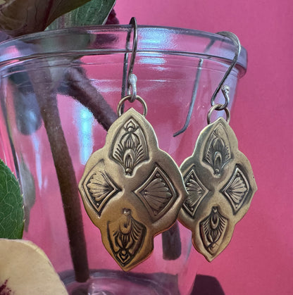Brass Shield Earrings