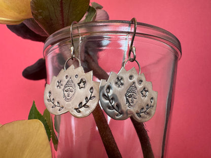 Sterling Silver Buddha Lotus Earrings