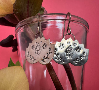 Sterling Silver Buddha Lotus Earrings