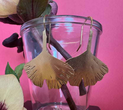 Brass Gingko Leaf Earrings