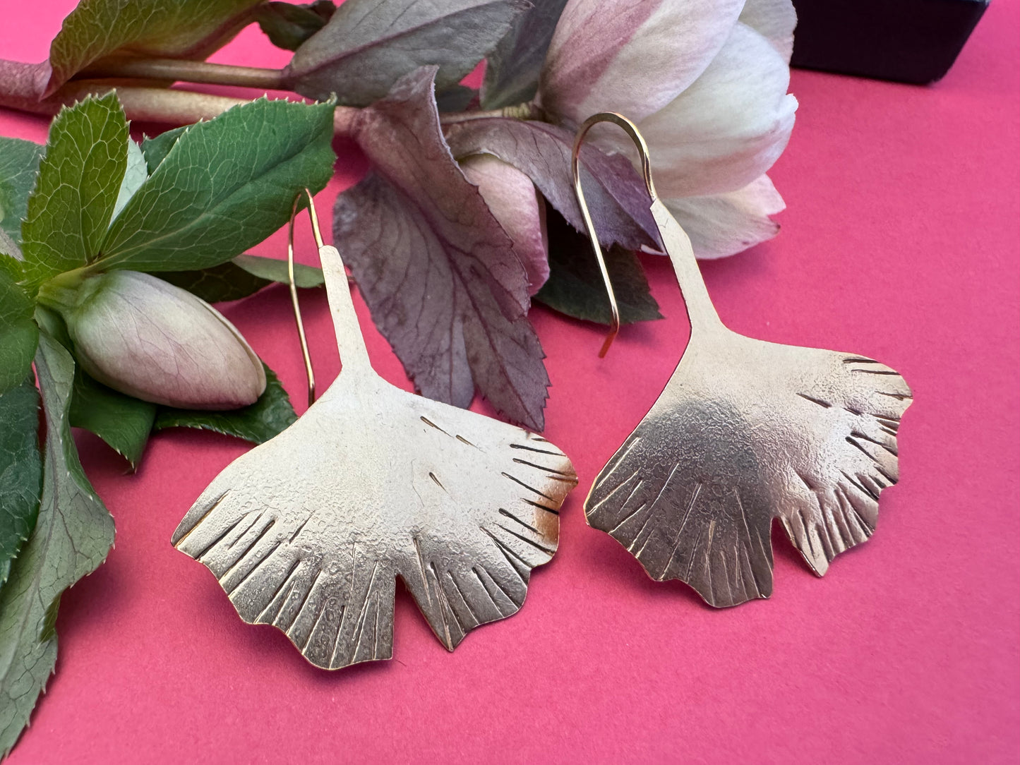 Brass Gingko Leaf Earrings