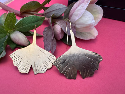 Brass Gingko Leaf Earrings