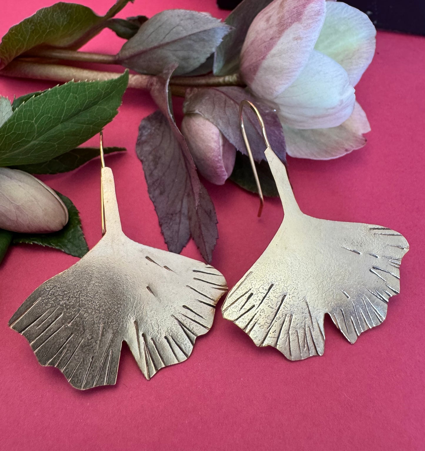 Brass Gingko Leaf Earrings