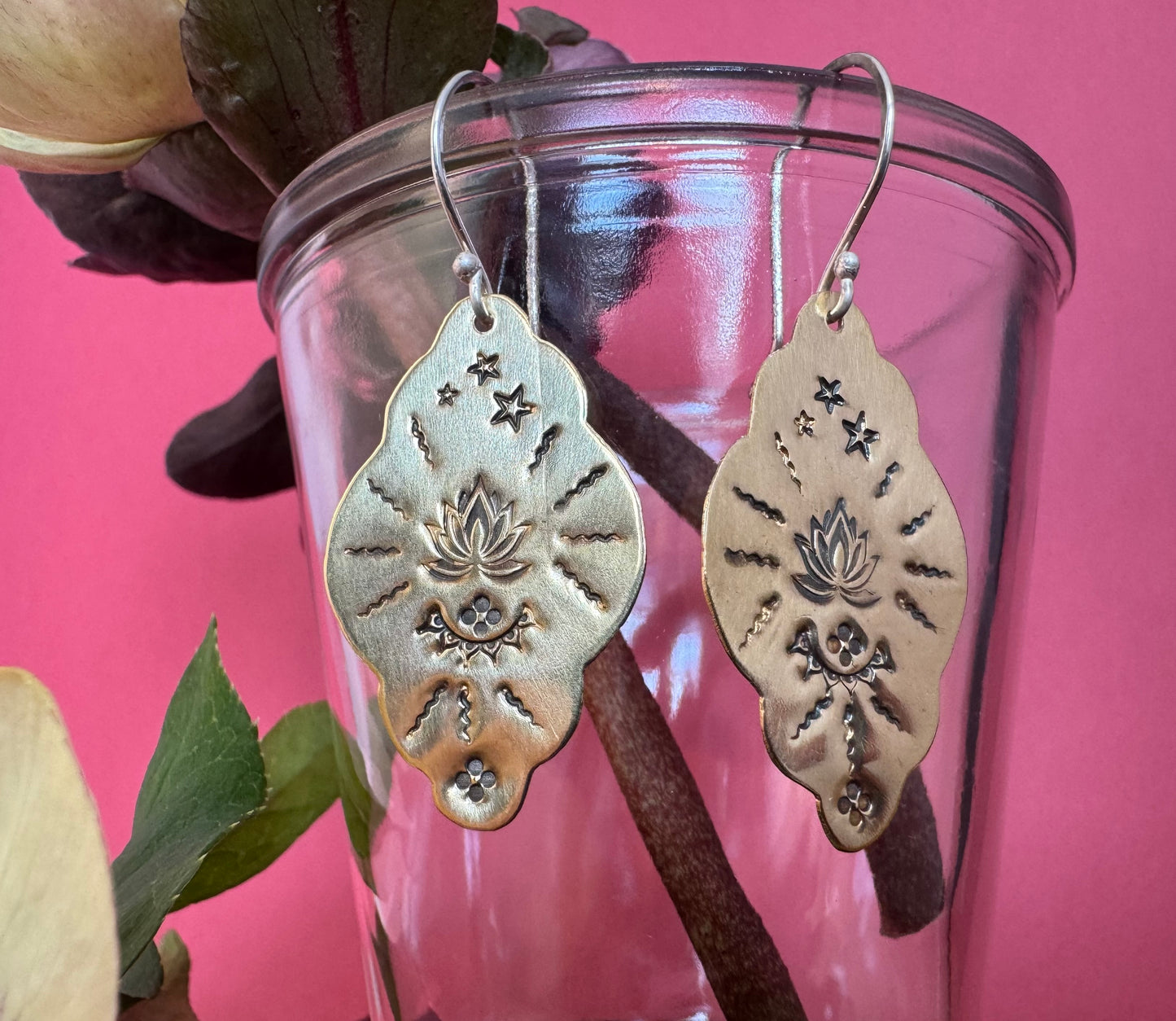 Brass & Sterling Silver Earrings