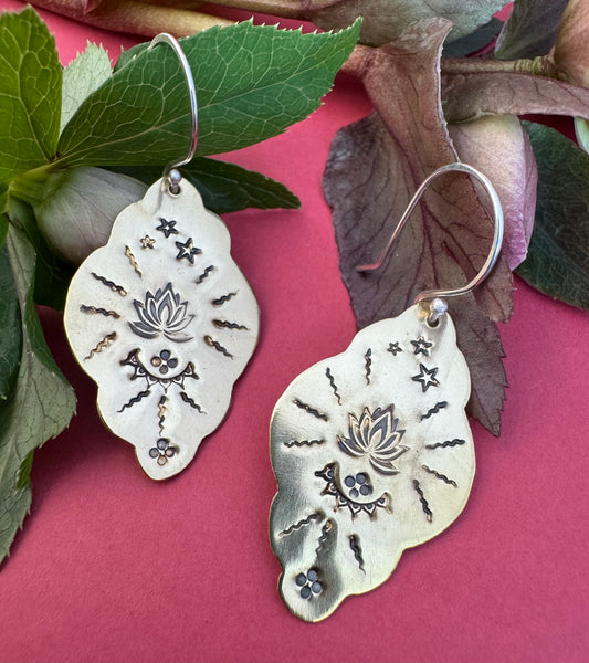 Brass & Sterling Silver Earrings
