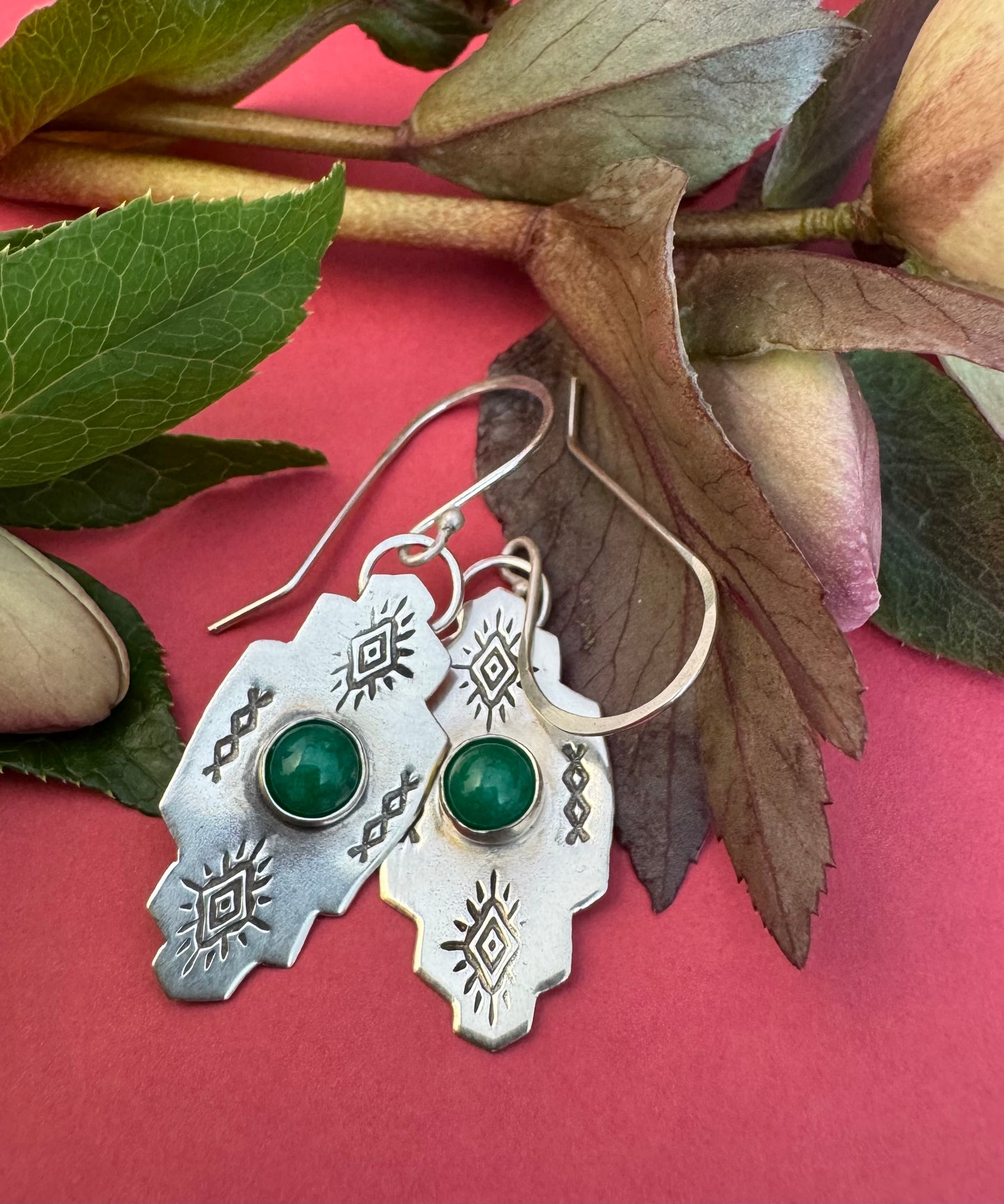 Sterling Silver & Jade Earrings