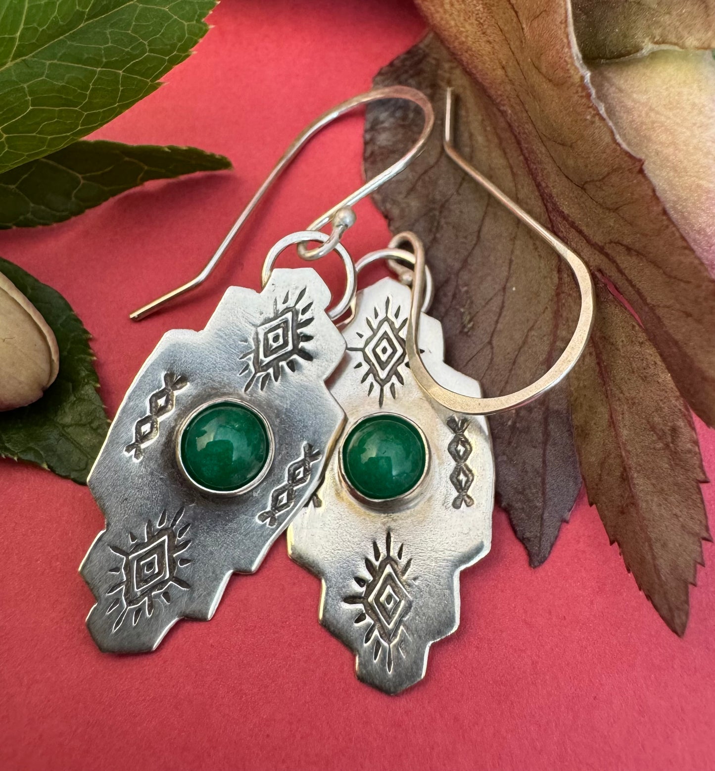 Sterling Silver & Jade Earrings