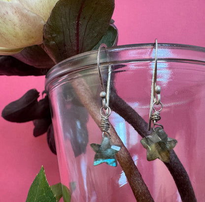 Little Labradorite Star & Sterling Silver Earrings