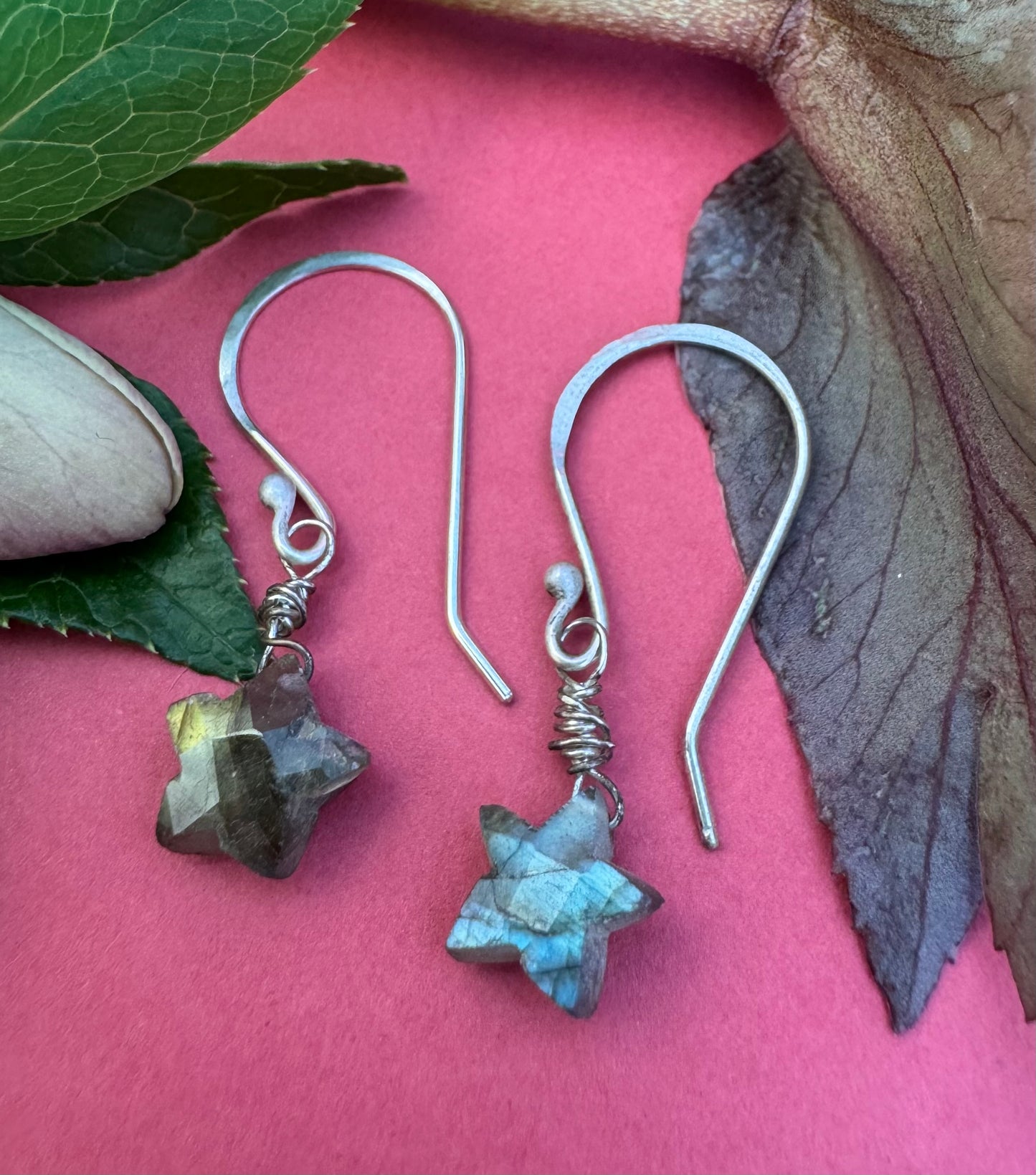 Little Labradorite Star & Sterling Silver Earrings