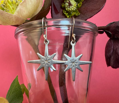 Retro Star Sterling Silver Earrings