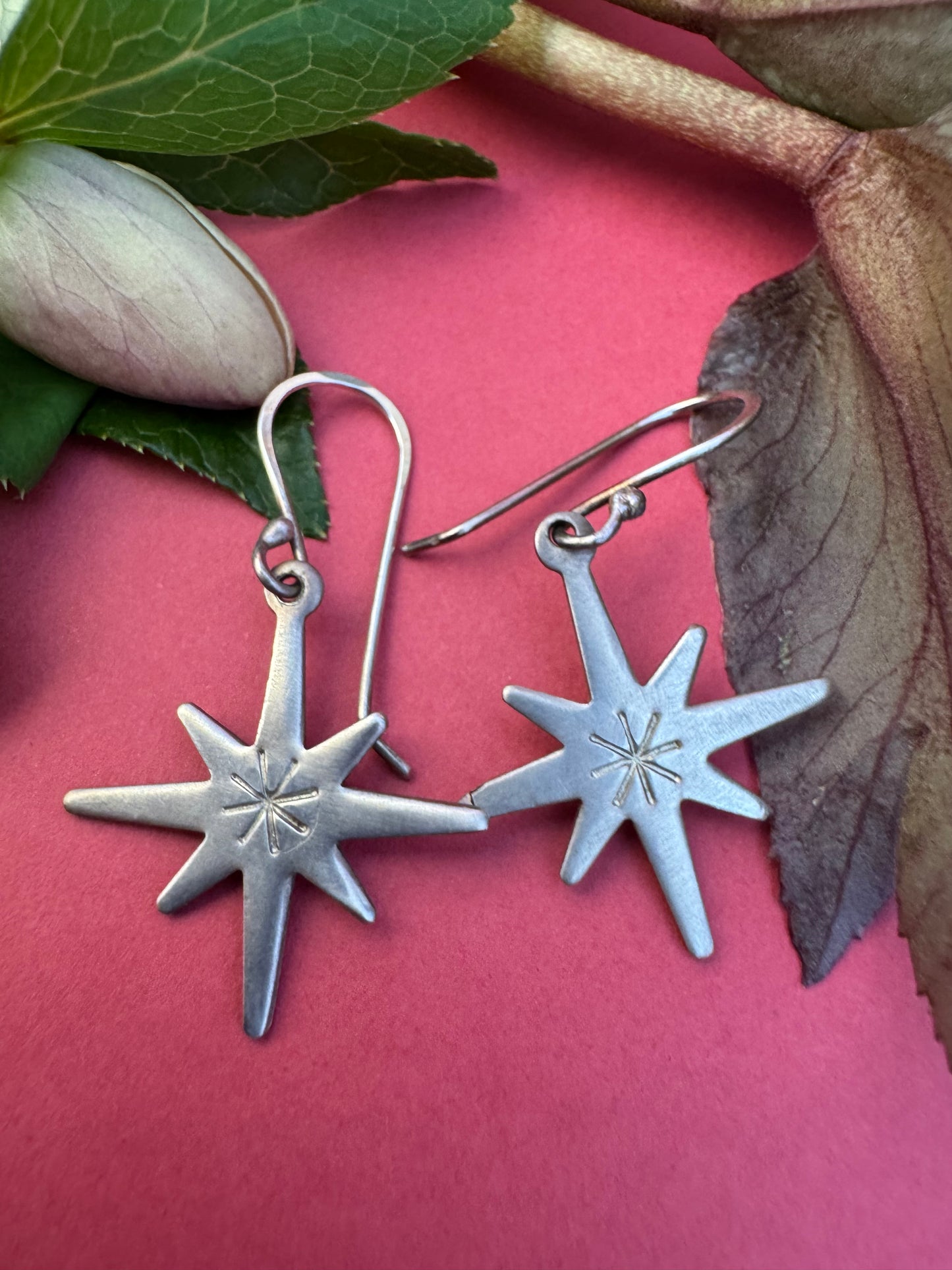 Retro Star Sterling Silver Earrings