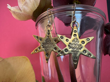 Brass & Sterling Star Earrings