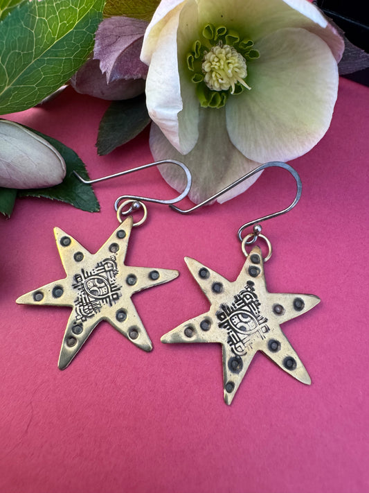 Brass & Sterling Star Earrings