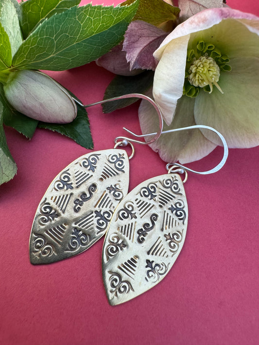 Brass & Sterling Silver Earrings